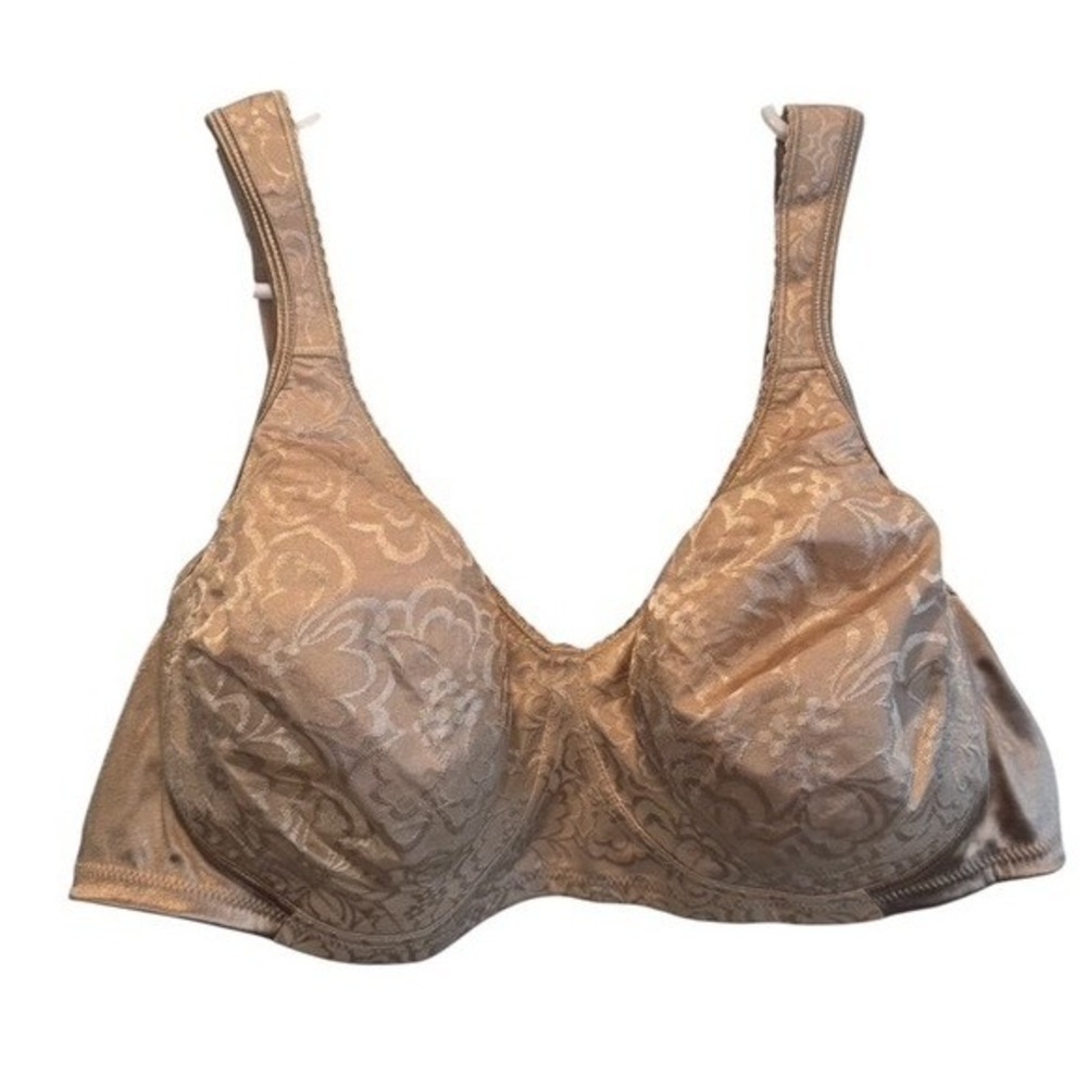 Playtex Womens Tan Bra 18 Hour Ultimate Lift Support Floral Jacquard 48B NEW